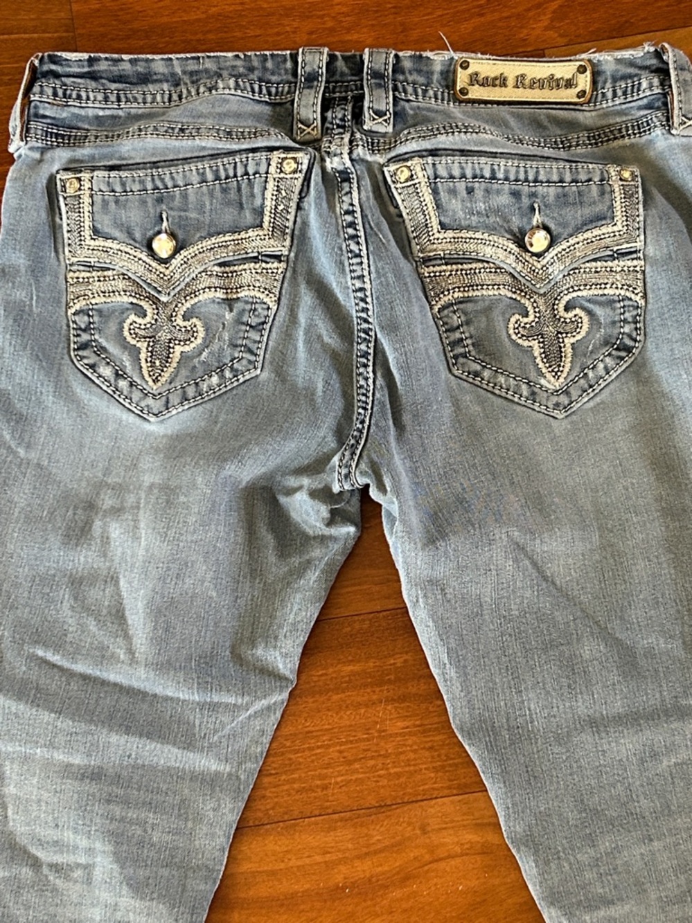 Rock Revival Luz Easy Straight Bedazzled Jeans Size 34 - Picture 3 of 15